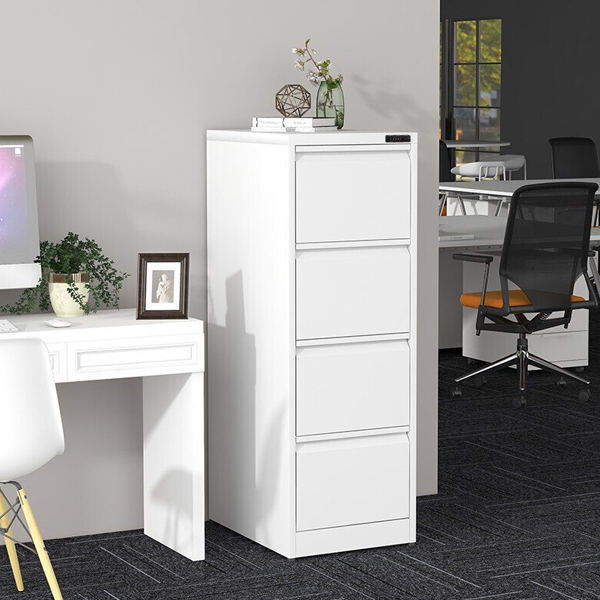 White Four Drawers Cabinet With Code Lock