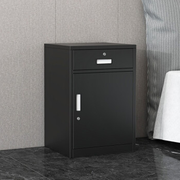 Black Single Door Short Cabinet with Drawer