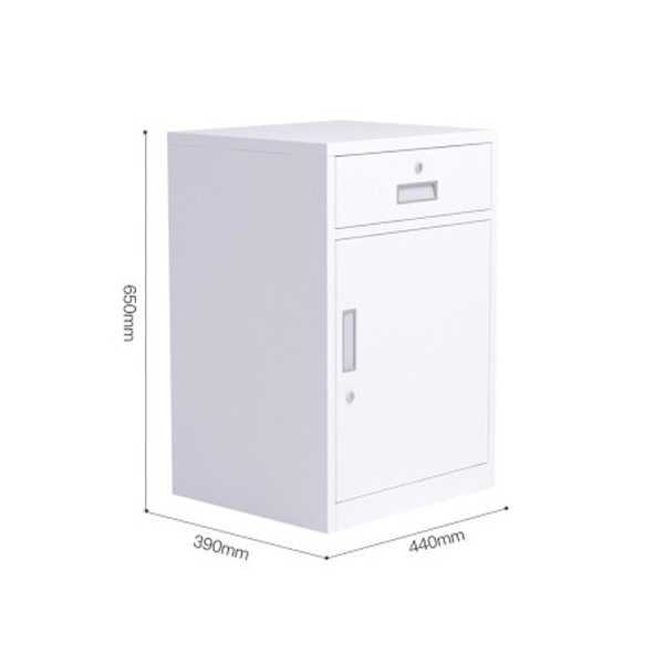 White Single Door Short Cabinet with Drawer