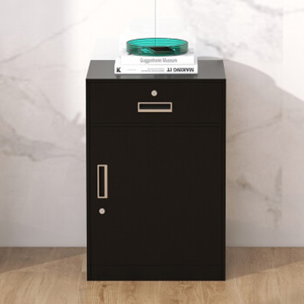 Black Single Door Short Cabinet with Drawer