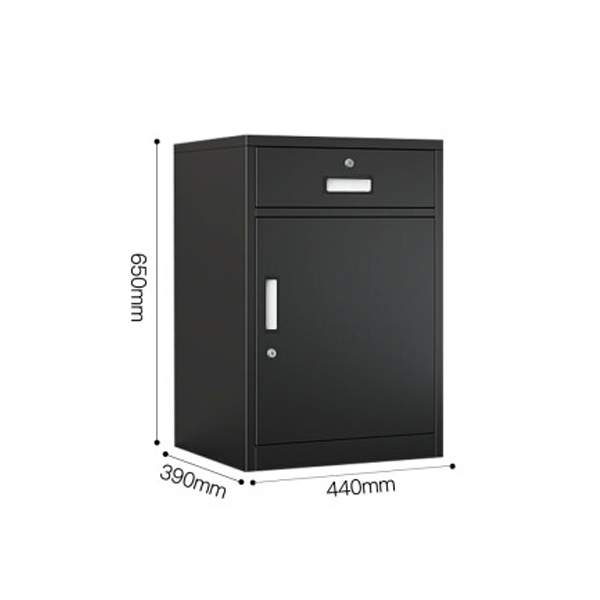Black Single Door Short Cabinet with Drawer
