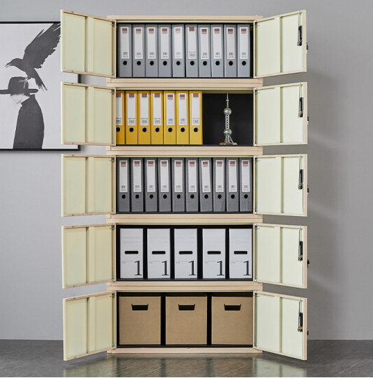Cherry Wood Five Section File Cabinet