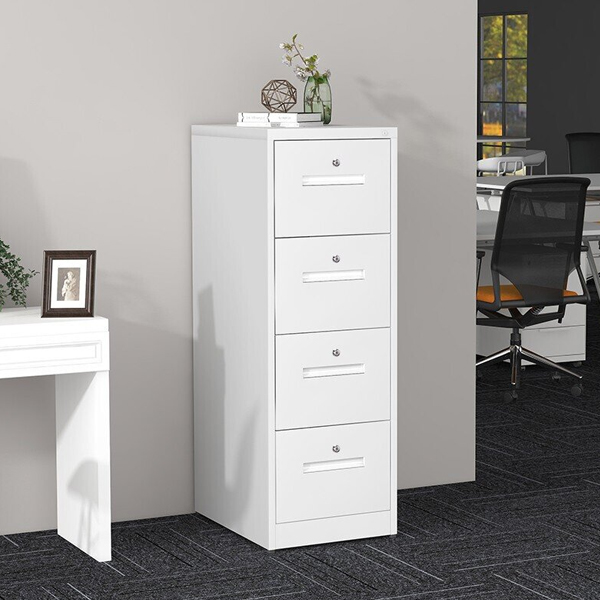 White Four Drawer Cabinet With Lock