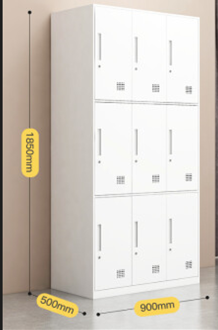 White nine-door locker