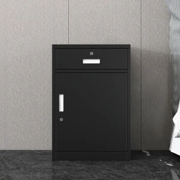 Black Single Door Short Cabinet with Drawer