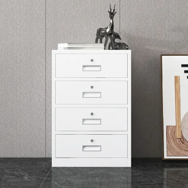 White Wide Four Drawers Cabinet