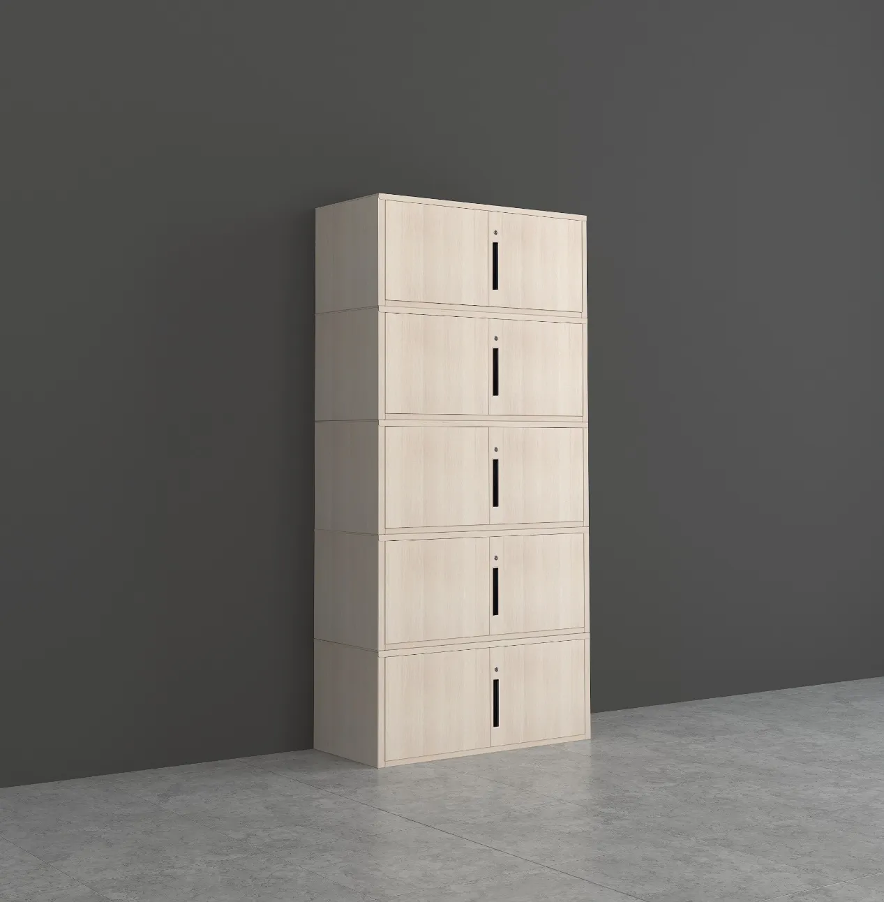 Cherry Wood Five Section File Cabinet