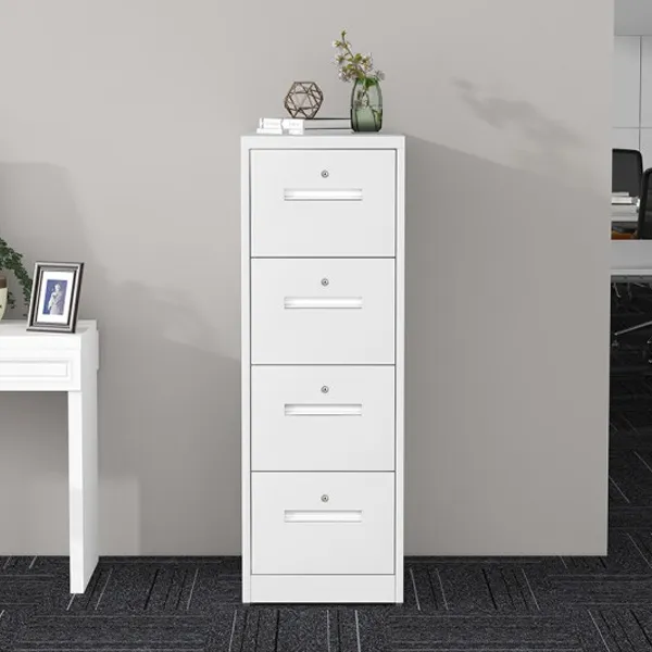 White Four Drawer Cabinet With Lock