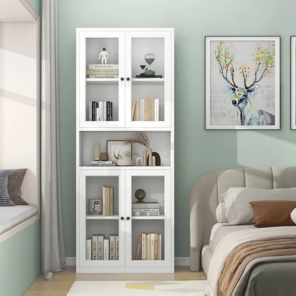 Bookshelf with Four Glass Doors