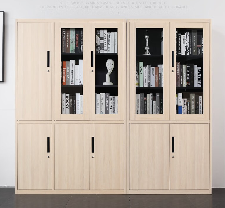 Cherry wood Six-door bookcase (left)