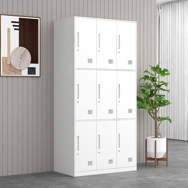 White nine-door locker